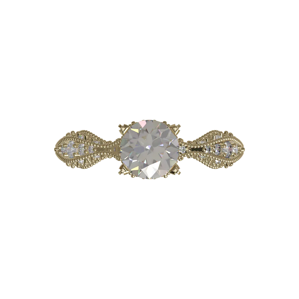 Cushion halo ring in white gold with vintage detail