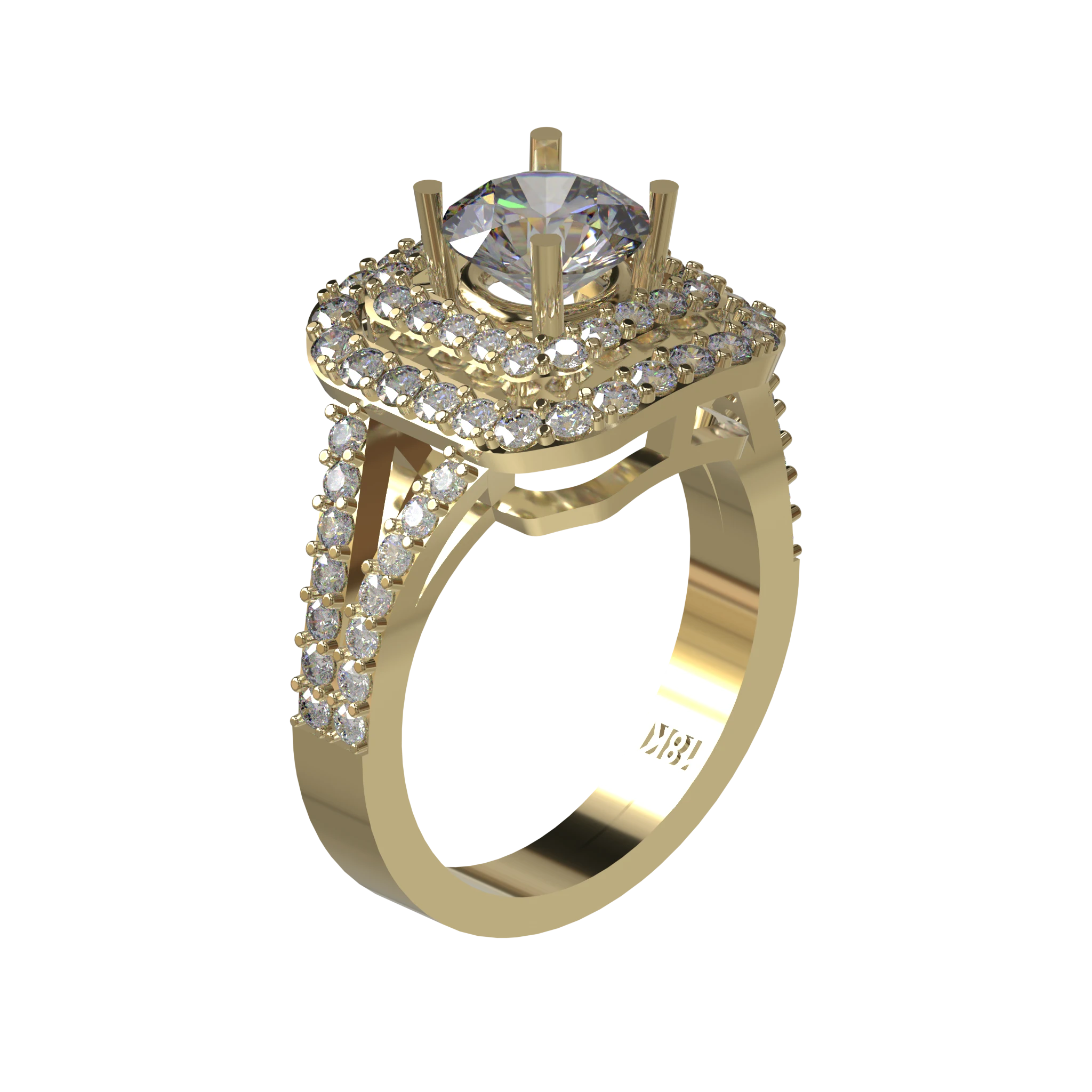 Round brilliant solitaire ring in 18k yellow gold